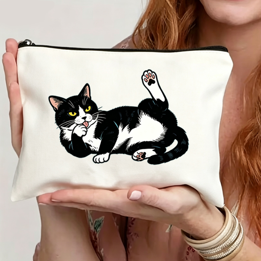 Cute Cat Print Makeup Bag, Tra - Skincare B Erl review and price